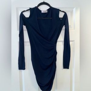 Bailey 44 Cold Shoulders Ruched Top in Navy Blue